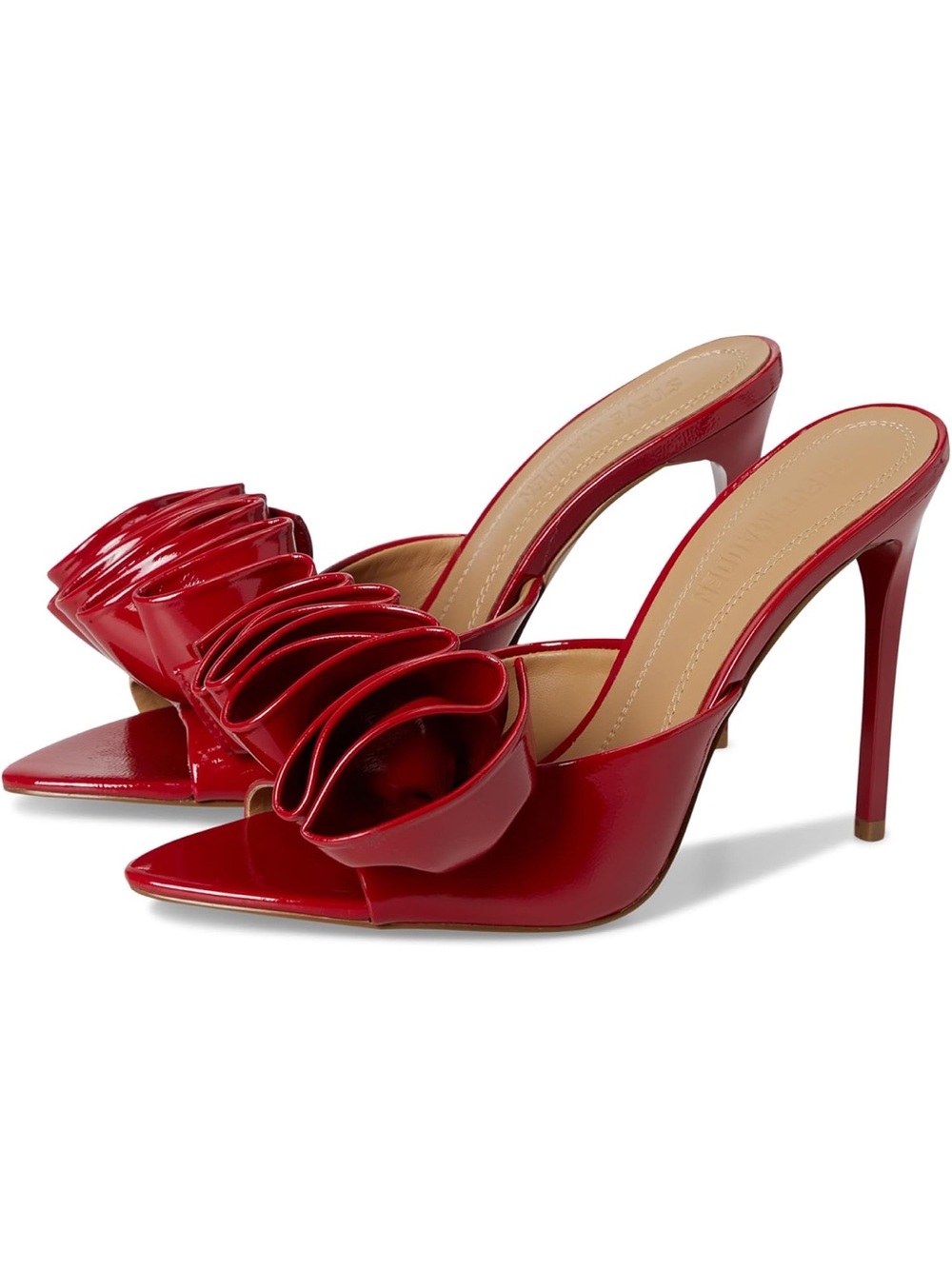 Steve Madden Red Patent High Heel Mule with Ruched Bow - Picture 3 of 3